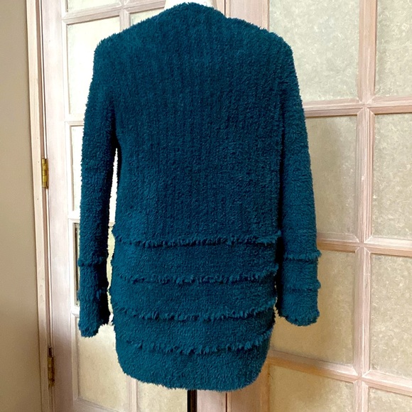 Barefoot Dreams Fringe Cardigan CozyChic Boardwalk Open Front Teal XS - Picture 6 of 9